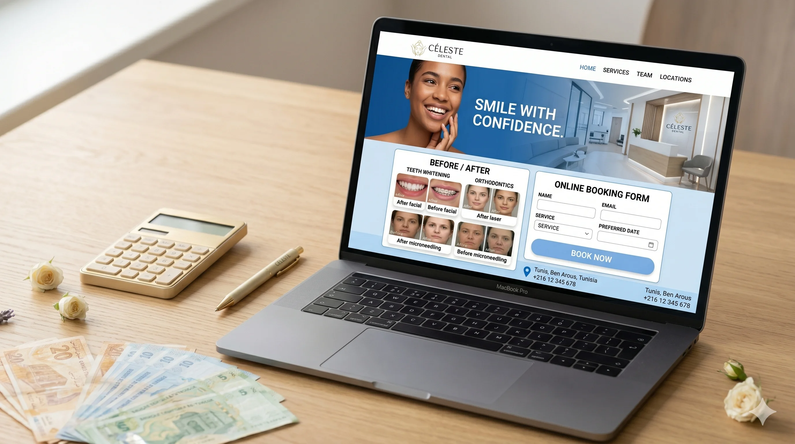 Site dentaire professionnel sur laptop