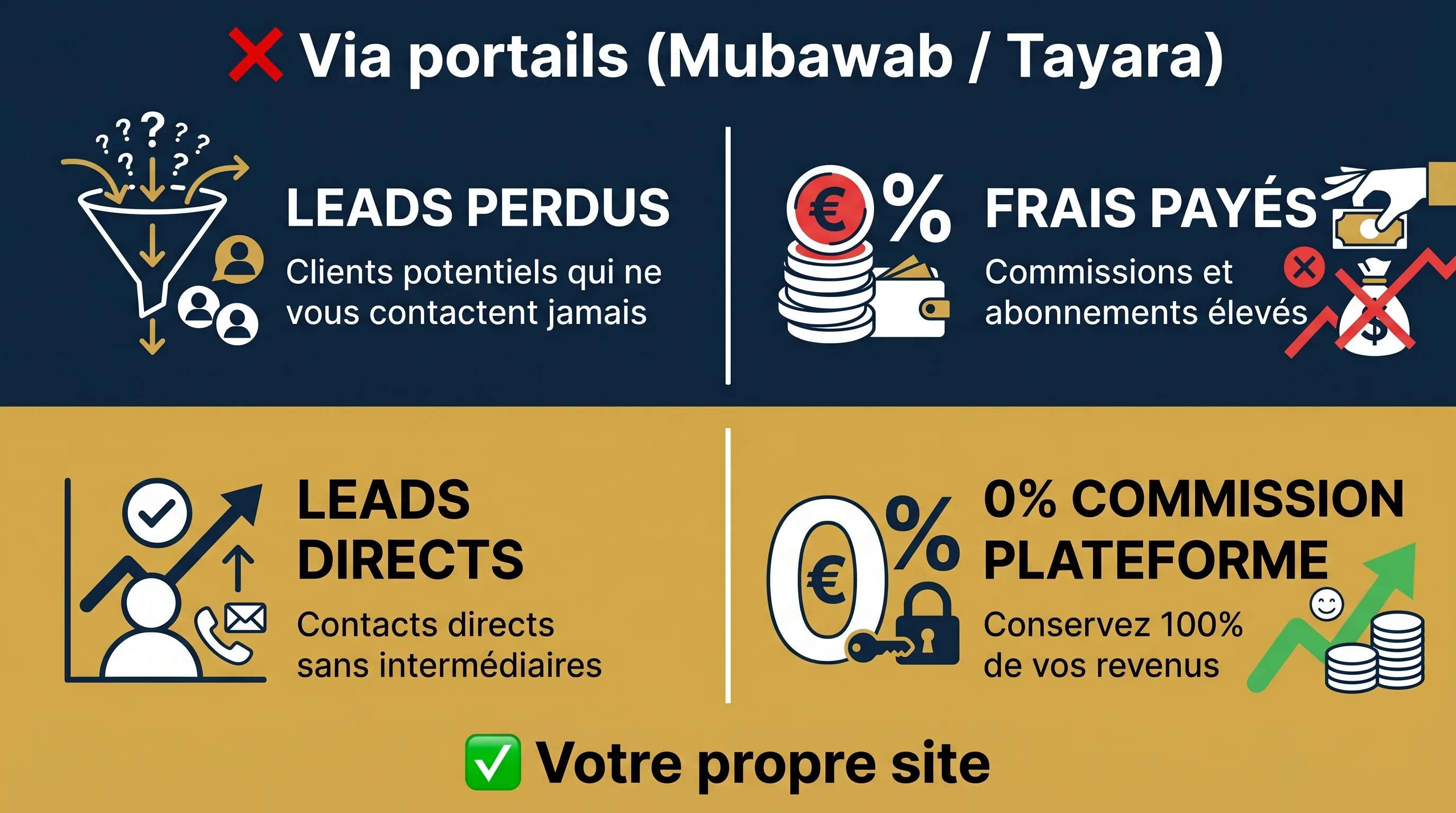 Comparaison portails vs site immobilier direct